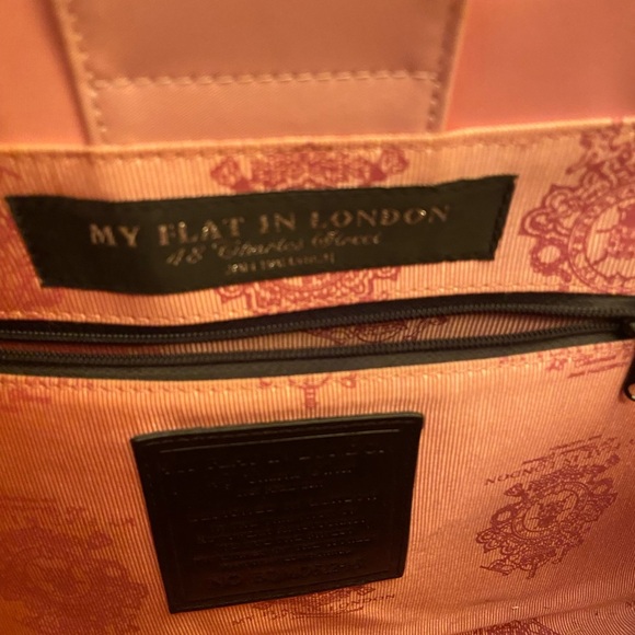 EUC MY FLAT IN LONDON QUEEN BEE PINK NYLON & LEATHER QUILTD TOTE BAG - Picture 5 of 10